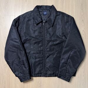 Vintage GAP Nylon Quilted Lined Full Zip Varsity Bomber Jacket Mens XL Black Y2K